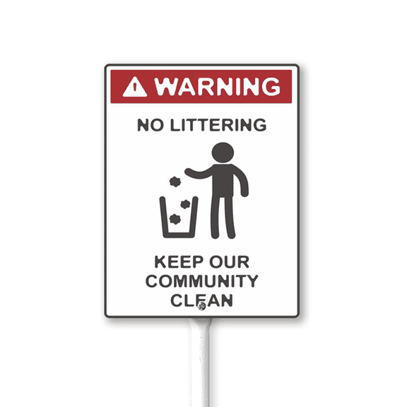 Eveokoki No Littering Keep Our Community Clean Sign with Stake - 8x12 Inch Aluminum No Dumping Signs Outdoor - No Trash Sign - Signs for Private Property