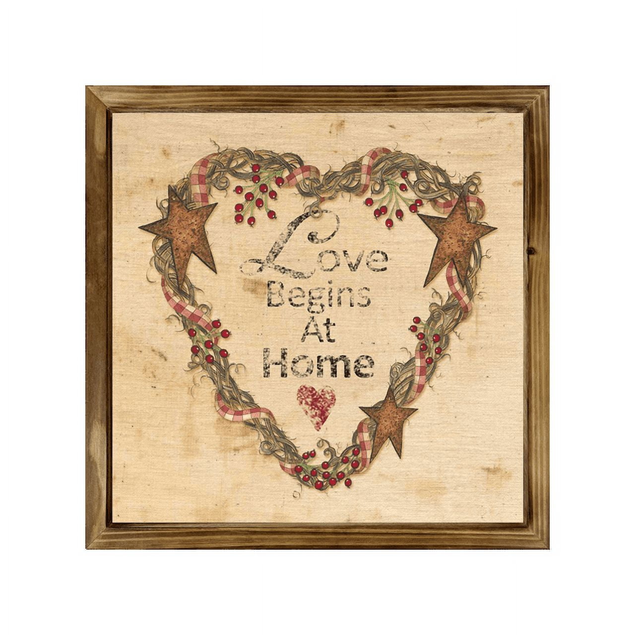 Eveokoki Love Begins At Home Square Rustic Wood Signs,Vintage Wooden