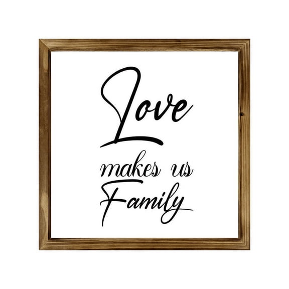 Eveokoki Love Makes Us Family Sign 8 Inch, Rustic Farmhouse Decor for the Home Sign, Wall Decorations, Modern Farmhouse Wall Decor, Rustic Wall Hanging Sign with Solid Wood Frame