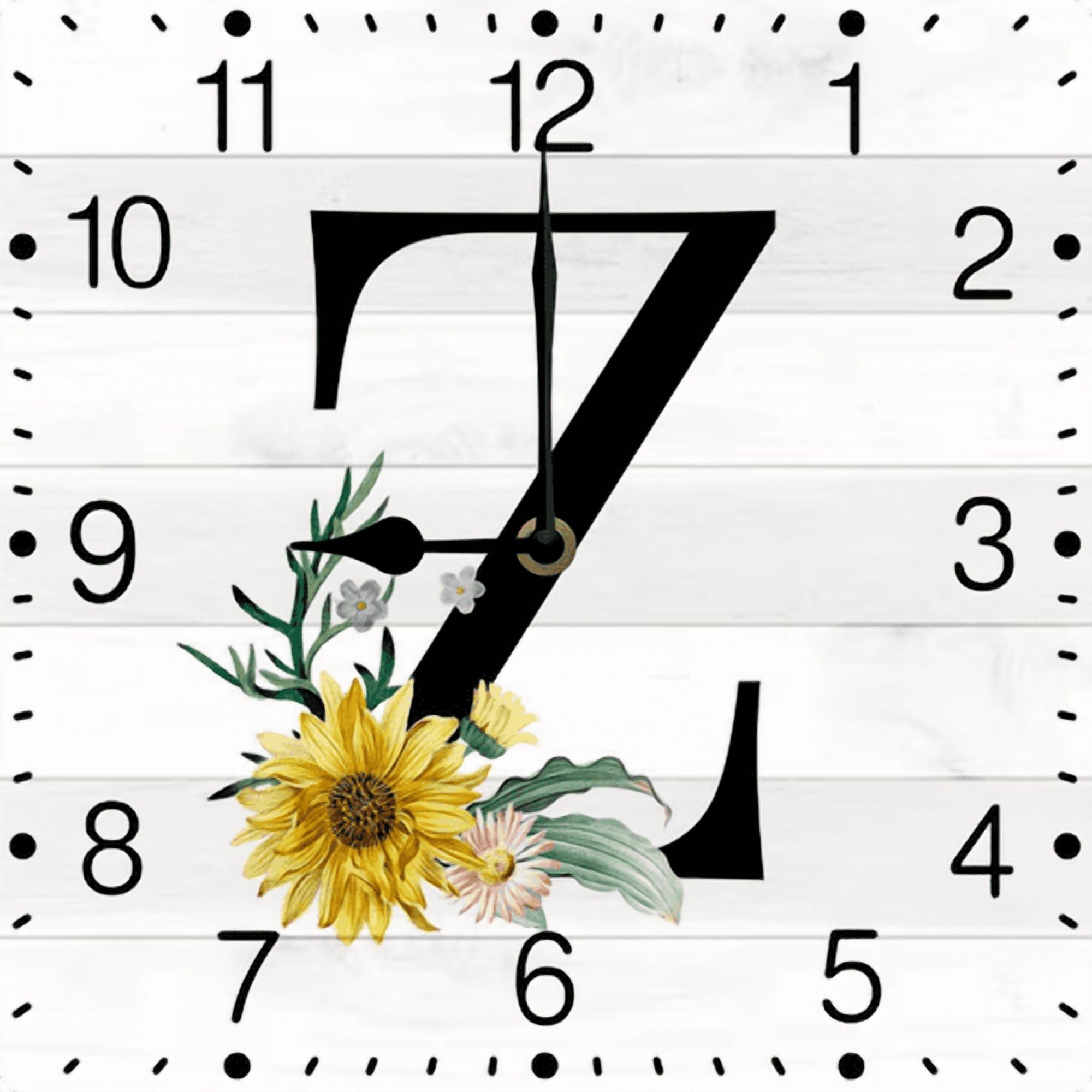 Wall Watch Lettering Eveokoki Monogram Letter Z Wood Wall Clocks Wildflower Frameless ...