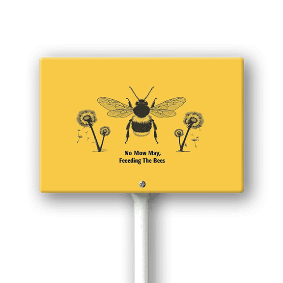 Eveokoki No Mow May We're Feeding The Bees Sign with Metal Stake 8 x 12 Inches No Mow May Yard Sign No Mow Signs Aluminum ​Garden Signs Outdoor for Lawn Yard Garden Decor, Easy to Install