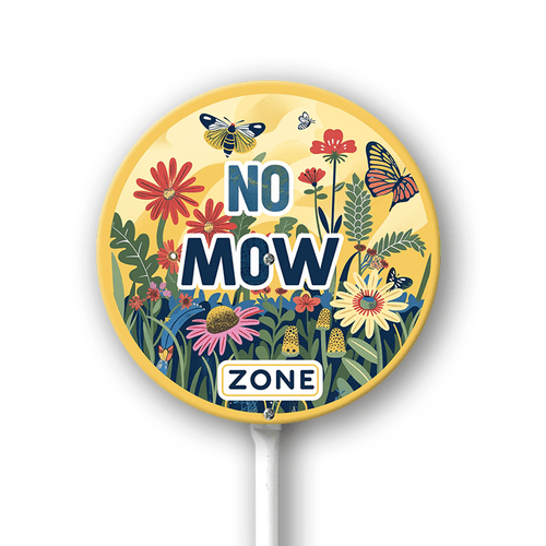 Eveokoki No Mow Zone Sign For Yard With Metal Stake Garden Signs Caution Warning 9.2x9.2 inch Round Lawn Signs,Patio Plant Outdoor Aluminium Decorations And 12.8" Stake Kit