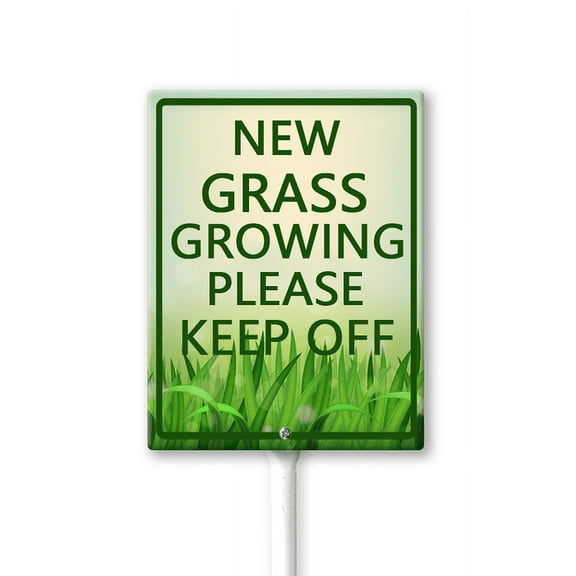 Eveokoki New Grass Growing Keep Off Yard Sign with Stakes 4.6x6Inches, Sturdy Aluminum Yard Signs Rust Free, Keep Off The Grass Yard Sign, Stay Off Grass Signs, Easy to Install
