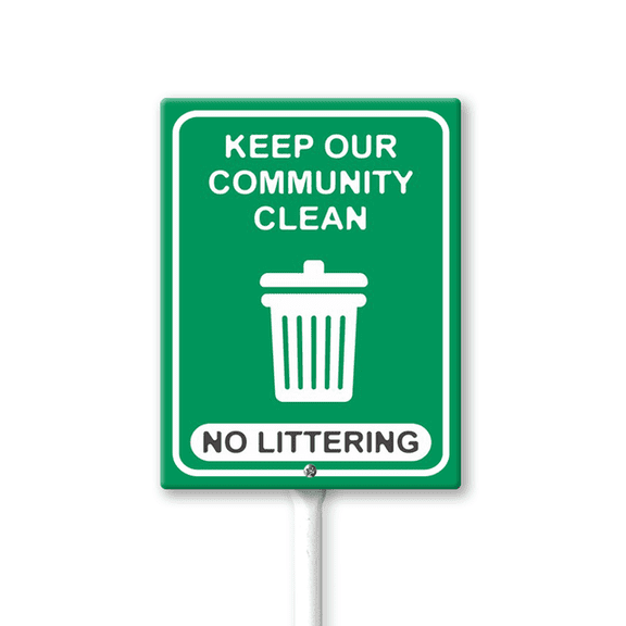 Eveokoki No Littering Keep Our Community Clean Sign with Stake - 4.6x6 Inch Aluminum No Dumping Signs Outdoor - No Trash Sign - Signs for Private Property