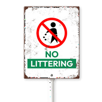 Eveokoki No Littering Sign 4.6 x 6 Inch Outdoor Aluminum Yard Signs with Metal Stakes for Private Property Grass Lawn No Trash Dumping