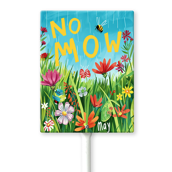 Eveokoki No Mow May Sign with Stake, 4.6 Inches by 6 Inches - Aluminum - No Mow May Yard Sign for Lawn