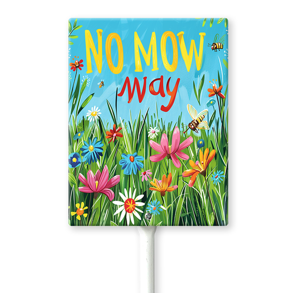 Eveokoki No Mow May Sign with Stake, 7 Inches by 8.8 Inches - Aluminum - No Mow May Yard Sign for Lawn