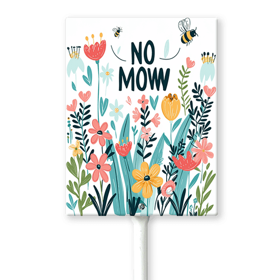 Eveokoki No Mow Sign with Metal Stake 8 x 12 Inches No Mow May Yard Sign No Mow Signs Aluminum Garden Signs Outdoor for Lawn Yard Garden Decor, Easy to Install