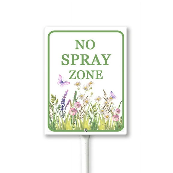 Eveokoki No Spray Zone Aluminum Sign with Stake Metal Yard Sign Garden Signs Outdoor for Lawn Yard Garden Decor, Easy to Install 8In x 12In