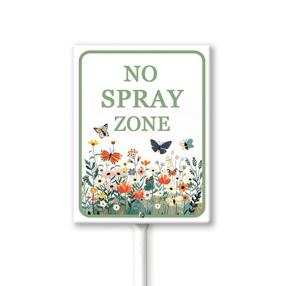 Eveokoki No Spray Zone Aluminum Sign with Stake Metal Yard Sign Garden Signs Outdoor for Lawn Yard Garden Decor, Easy to Install 8In x 12In