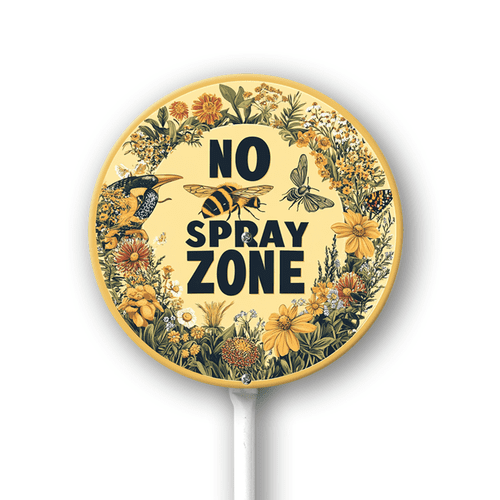 Eveokoki No Spray Zone Sign with Stake Metal Yard Sign Garden Aluminum Signs Outdoor for Lawn Yard Garden Decor, Easy to Install 9.2In x 9.2In