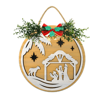 Eveokoki Oh Holy Night Door Hanging Sign 12 inch Wooden Wall Sign, Rustic Holiday Wreath Decor for Front Door Porch Home Window Wall Farmhouse Decorations