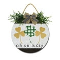 thumbnail image 1 of Eveokoki Oh So Lucky Sign Farmhouse Wood Sign Front Porch Decor Rustic Wooden Sign Wall Decor Hanging Wooden Decorations with Bow-Knot for Home Porch Wall Door, 12 x 12 Inch, 1 of 5