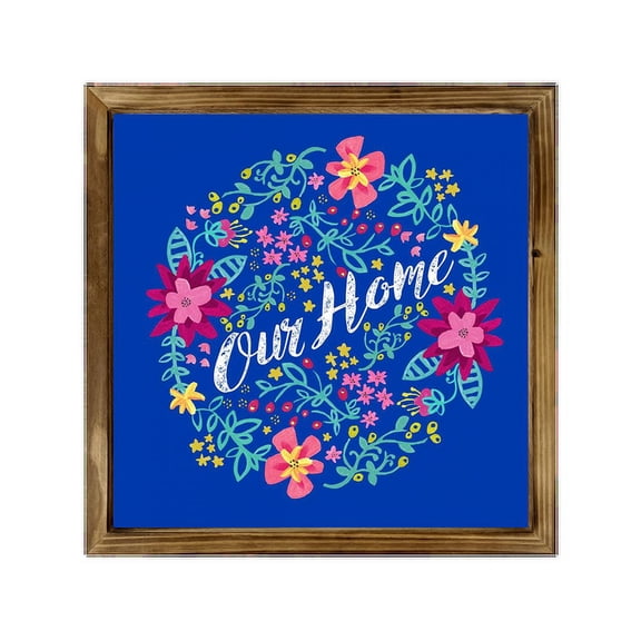 Eveokoki Our Home Square Rustic Wood Signs,Vintage Wooden Farmhouse Plaque, Large Wood Framed Wall Hanging Decor 8"