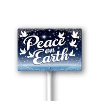 Eveokoki Peace On Earth Yard Signs Christmas Lawn Outdoor Decoration for Xmas Winter Holiday Art Yard Lawn Sign with Metal Stakes For Home Garden Front Decorations