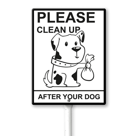 Eveokoki Please Clean Up After Your Dog 12" x 8" Yard Sign with Metal Stakes, UVresistance, Waterproof, Non-Fading, Easy to Install No Pooping Dog Lawn Sign