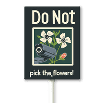 Eveokoki Please Do Not Pick The Flowers Sign with Stake Metal Yard Sign Garden Signs Outdoor for Lawn Yard Garden Decor, Easy to Install 8 x 12Inch
