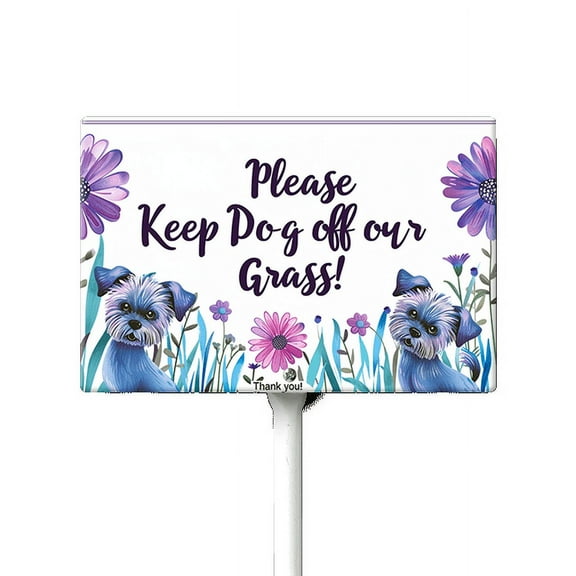 Eveokoki Please Keep Dog Off Our Grass Sign, 12" x8" Stay Off Grass Aluminum Signs with Metal Stakes,UV Protected,Weatherproof,Fade Resistant,Easy to Mount