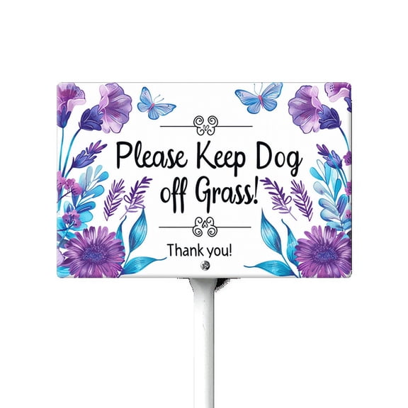 Eveokoki Please Keep Dog Off Grass Sign, 12" x8" Stay Off Grass Aluminum Signs with Metal Stakes,UV Protected,Weatherproof,Fade Resistant,Easy to Mount