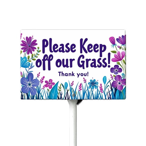 Eveokoki Please Keep Off Our Grass Sign, 12" x8" Stay Off Grass Aluminum Signs with Metal Stakes,UV Protected,Weatherproof,Fade Resistant,Easy to Mount