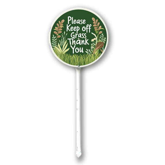Eveokoki Please Keep Off The Grass Yard Sign Stake, Round Grass Warning Sign Heavy Aluminum Grass Stay Off Sign Garden House Guides Decorative Stake for Garden Lawn Yard