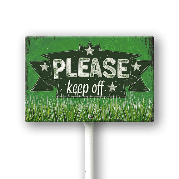 Eveokoki Please Keep Off Grass Sign 12" x 8" Stay Off Grass Yard Sign with Stake Rust Free Aluminum UV Protected Waterproof Easy Mounting Outdoor Use
