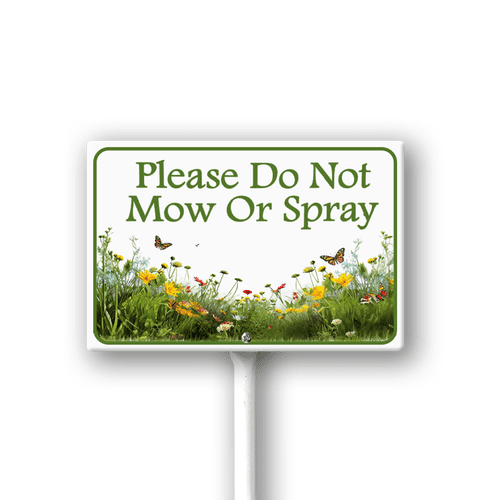Eveokoki Please Do Not Mow Or Spray Yard Sign with Stakes 12×8in, Sturdy Aluminum Signs Rust Free,Garden Lawn Sign, No Spray Signs for Lawn Yard Garden Decor
