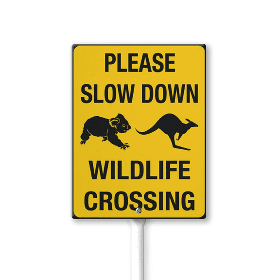 Eveokoki Please Slow Down Wildlife Crossing Sign With Stake For Neighborhoods Yard Farm Aluminium Caution 8x12inch Farm Decorations Yard Lawn Walkway Decorations Animal Signs