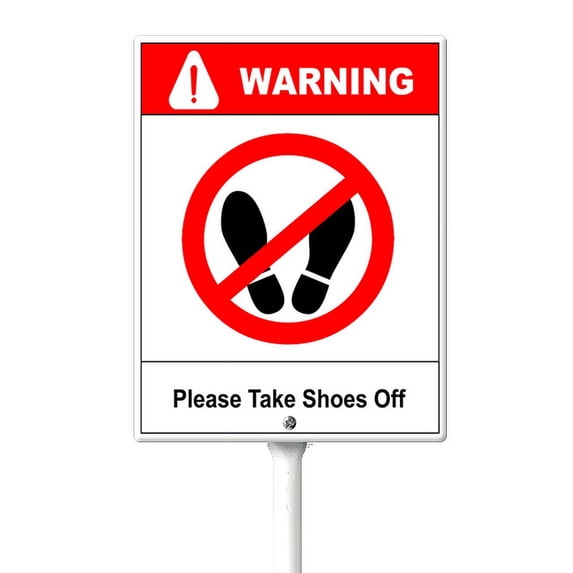 Eveokoki Please Take Shoes Off Yard Sign with Stake 8x12inch Rustproof Outdoor Aluminum Sign for Yard Garden Lawn Street Outdoor