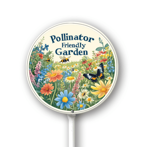 Eveokoki Pollinator Friendly Garden Sign with Stake Outdoor Aluminum Yard Sign Rustproof Aluminum Metal Sign Fade Resistant Lawn Decoration 9.2x9.2inch