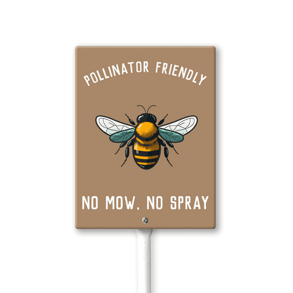 Eveokoki Pollinator Friendly No Mow, No Spray Yard Sign with Stakes 8in×12in, Sturdy Aluminum Yard Signs, No Mow May Yard Sign, No Spray Wildflower Signs