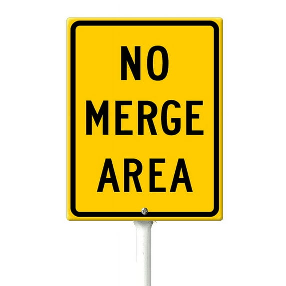 Eveokoki Road Traffic Sign No Merge Area Yard Sign with Stake 8x12inch Rustproof Outdoor Aluminum Sign for Yard Garden Lawn Street Outdoor