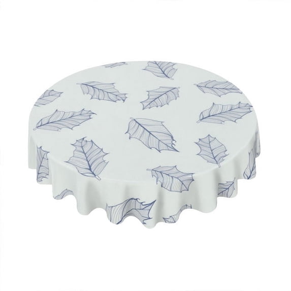 Eveokoki Round Christmas Tablecloth 60 In,Blue Yellow Christmas Tablecloth,Polyester Waterproof Wrinkle Resistant Durable Table cloth for Holiday,Kitchen,Winter and Home Decor