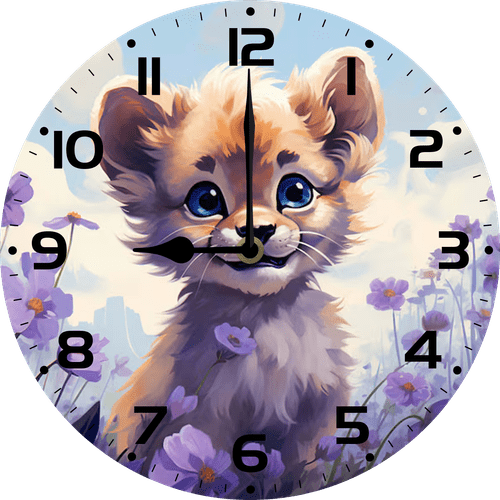 Eveokoki Round Clock Lions Clock Bathroom Kitchen Wall Clocks for Girl Boy Non Ticking Quiet Easy to Read for Bedroom Decor 10 Inch