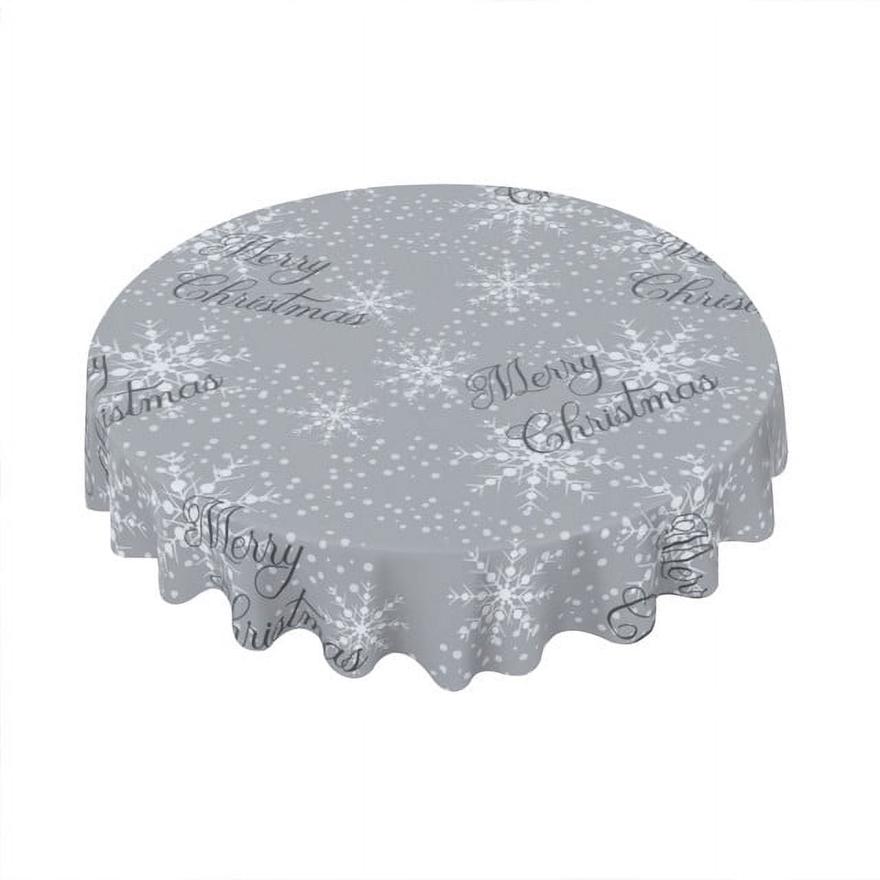 Eveokoki Round Holiday Tablecloth,Christmas Winter New Year Table Cloth, Waterproof Washable