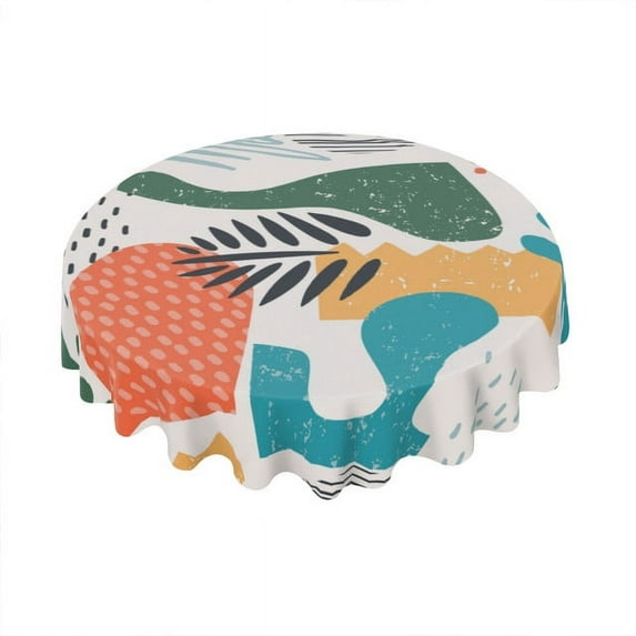 Eveokoki Round Vinyl Tablecloth 60 inch Abstract Trendy Tablecloth Waterproof Oilproof Tablecloth Wipeable Tablecloth Decorative Table Cover Picnic Tablecloth