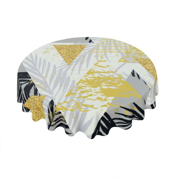 Eveokoki Round Vinyl Tablecloth 60 inch Exotic Palm Leaves Tablecloth Waterproof Oilproof Tablecloth Wipeable Tablecloth Decorative Table Cover Picnic Tablecloth