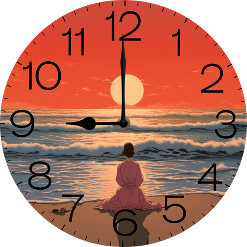Eveokoki Round Wall Clock Silent Non-Ticking Battery Operated Clock 12 Inch,Beach Sunset Home Decor for Living Room, Kitchen, Bedroom, and Office