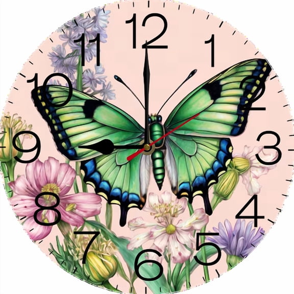 Eveokoki Round Wall Clocks Florals And Botanicals Wood Quartz Battery Operated Rustic Home Decor Handing Clocks for Living Room Kitchen Bedroom Bathroom Large Numbers Silent -10 Inch