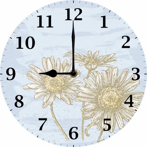 Eveokoki Round Wall Clocks Silent Non-Ticking Battery Operated Clock 10 Inch,Camomiles Home Decor for Living Room, Kitchen, Bedroom, and Office