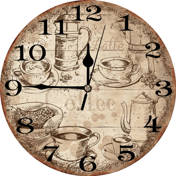 Eveokoki Rustic Kitchen Wall Clock Wooden Office Coffee Decor Wall Clocks 10 inches Silent Clocks for Kitchen/Office/Coffee Corner Coffee Bar Decoration