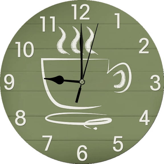 Eveokoki Rustic Kitchen Wall Clock Wooden Office Coffee Decor Wall Clocks 10 inches Silent Clocks for Kitchen/Office/Coffee Corner Coffee Bar Decoration