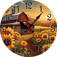thumbnail image 1 of Eveokoki Rustic Sunflowers Sunset Farmhouse Wooden Wall Clock - 10 Inch Silent Non-Ticking Decorative Clock for Kitchen, Living Room, Bedroom, Country Home Decor, 1 of 3
