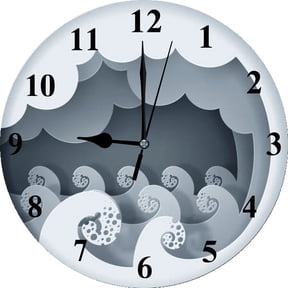 Eveokoki Sea Element Retro Wall Clock Battery Operated Silent Round Clock Wall Decor for Home Office School, 10 Inch