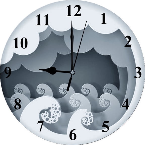 Eveokoki Sea Element Retro Wall Clock Battery Operated Silent Round Clock Wall Decor for Home Office School, 10 Inch