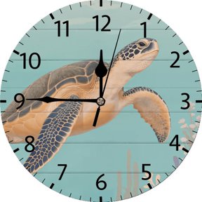 Eveokoki Sea Element Retro Wall Clock Battery Operated Silent Round Clock Wall Decor for Home Office School, 10 Inch