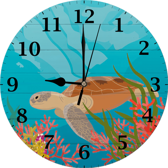 Eveokoki Sea Element Retro Wall Clock Battery Operated Silent Round Clock Wall Decor for Home Office School, 10 Inch