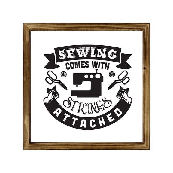 Eveokoki Sewing Quote Comes With Strings Wall Art for Home Bar Cafe Farm Store Garage Club - Wooden Frame Sign Gift for Sewing Craft Lovers, 16x16 Inch