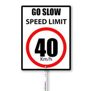 Eveokoki Slow Down Signs,Go Slow Speed Limit 40 Sign with Stake for Street - Safety Signs with 11.6 Inches Metal Stakes & 4.6" 6" Aluminum Sign, Fade Resistant, Easy to Install