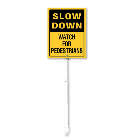 Eveokoki Slow Down Watch For Pedestrians Yard Sign with Stakes 8in×12in, Sturdy Aluminum Yard Signs Rust Free, Street Slow Down Decorations Sign Traffic Signs for Garden Lawn Street Outdoor